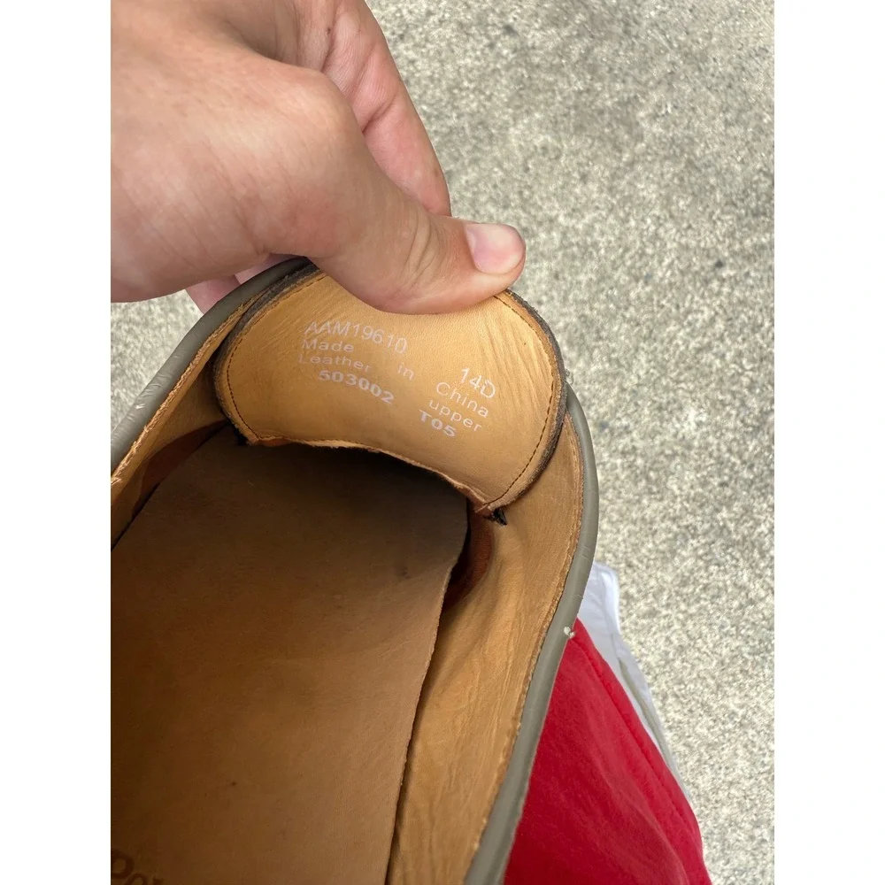 Polo Ralph Lauren Mens Suede Derby Shoes Tan Brick Red Sole AAM19610 Size 14D